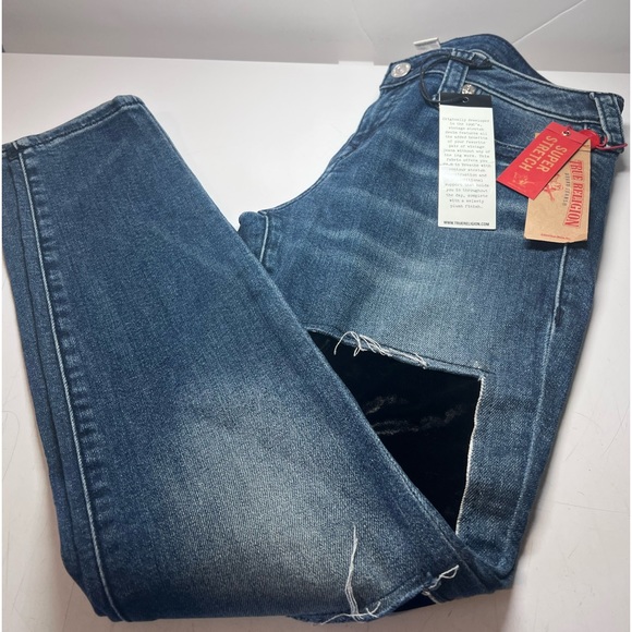 True Religion Halle Velvet Back Rips Skinny Stretch 30 Inseam 29” Vintage NWT - Picture 5 of 6